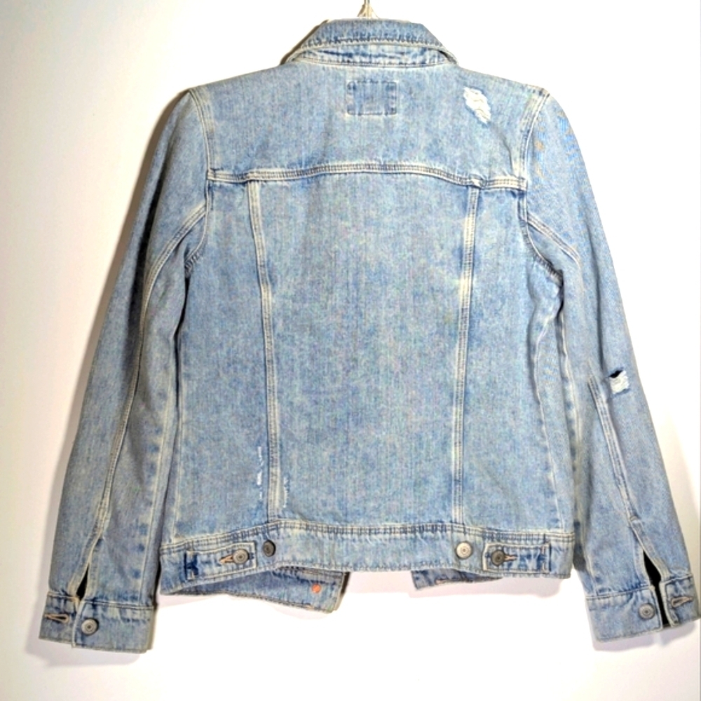 Old Navy Distressed Blue Denim Jacket S - Picture 2 of 4